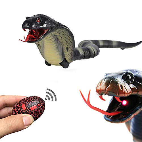 Remote Control Naja Snake Toy Electric Snake Toy for Kids rc Snake Toy for  Cats Rechargeable Realistic Cobra Snake for Pranks (Black)