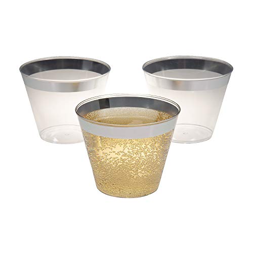 Fun Express Silver Glitter Shot Glasses, 50 Pieces