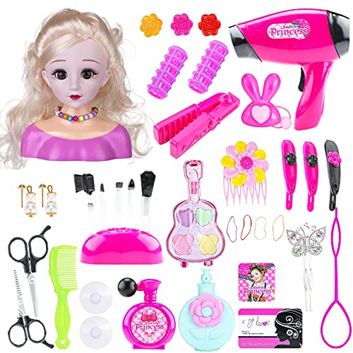 Makeup Doll Set Princess Hair Styling Head Doll Playset With Beauty And  Fashion Accessories For