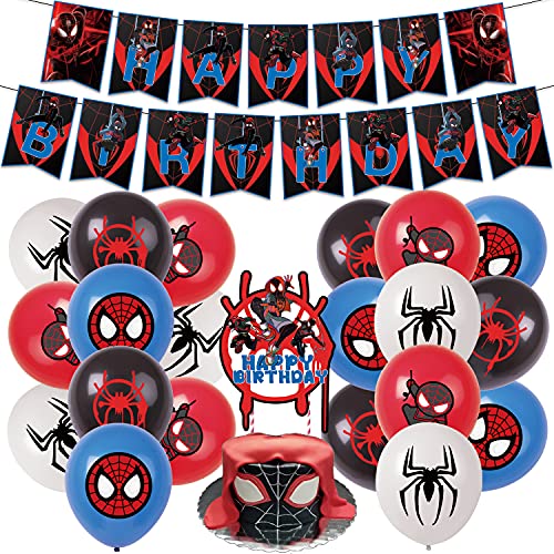 SpiderMan Across The Spider-Verse Birthday Party Decoration Spiderman  Balloon Banner Cake Topper Party Supplies Baby