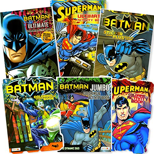 DC Comics Batman Coloring & Activity Book Set ~ 2 Batman Books with Bonus  Justice League Stickers (2 Coloring Books Featuring Batman)