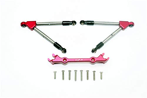 GPM for TRAXXAS-1/10 RUSTLER 4X4 VXL-67076-4 Aluminum Front TIE RODS with STABILIZER for C HUB -11PC Set (red)