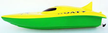 Load image into Gallery viewer, AMPERSAND SHOPS Balaenoptera Musculus Power Racing Boat 23&quot; with Twin Motor System and Vector Push Design (Green / Yellow)
