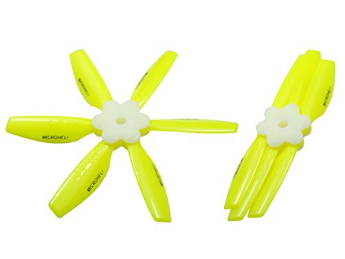 Microheli Plastic Folding 6-Blade Propeller 4045 CW/CCW w/Bracket (Yellow)
