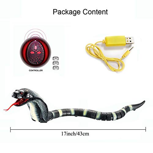 Remote Control Naja Snake Toy Electric Snake Toy for Kids rc Snake Toy for  Cats Rechargeable Realistic Cobra Snake for Pranks (Black)