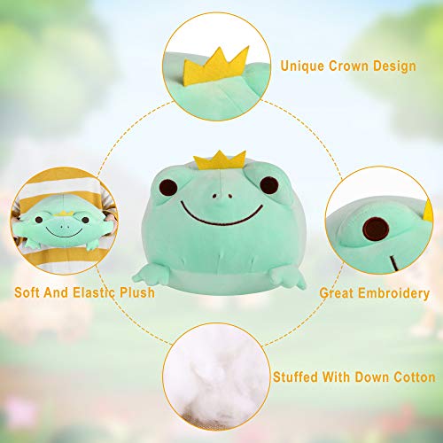 Frog Stuffed Animals Cute Soft Frog Plushie With Crown And Smile Face Plush  Frog Toys Pillow Gift Pink Frog Decor(pink, 14 Inches) Pink 14 Inches
