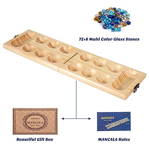 Mancala Board Game Set for Kids & Adults, Includes Portable