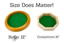 Load image into Gallery viewer, Wiz Dice 12-inch Felt-Lined Wooden Dice Trays (Round)

