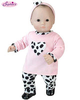Sophia's 15 inch Doll Clothing 3 Pc. Set of Pink and Dalmatian Print Fits 15 Inch American Girl Bitty Baby Dolls & More! Baby Doll Clothes Set with Dalmatian Print Gift Bag Included