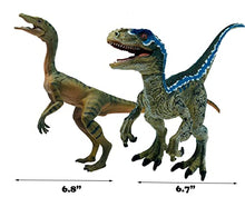 Load image into Gallery viewer, Gemini&amp;Genius Dinosaur Toys Velociraptor and Compsognathus Dinosaur Figures with Moveable Jaw- 6.8 Inches Length, Realistic Sculpting &amp; Texture Dinosaurs Toys and Gift for Kids 3 to 12 Years Old
