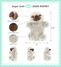 Load image into Gallery viewer, DolliBu Sloth Plush Hand Puppet For Kids - Soft Furry Stuffed Animal Hand Puppet Toy for Puppet Show Games &amp; Puppet Theaters for Kids, Adult&#39;s Cute Puppets Educational Toy to Teach Children &amp; Toddlers

