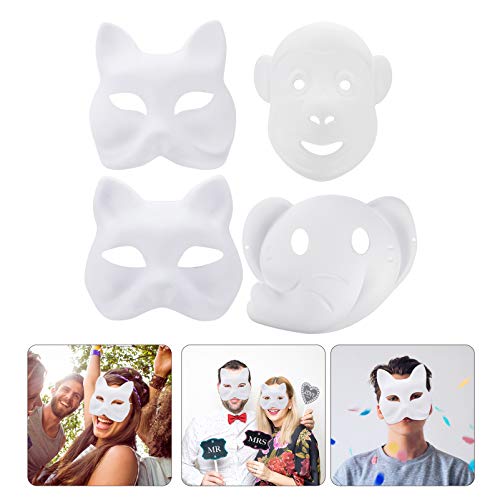  ARTIBETTER Paper Mache DIY Cat Masks White Paper Face