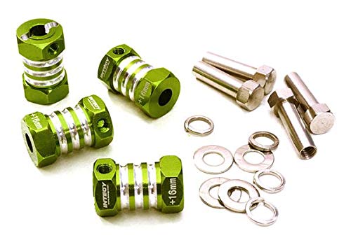 Integy RC Model Hop-ups C27014GREEN 12mm Hex Wheel (4) Hub +16mm Offset for 1/10 Scale Truck & Buggy