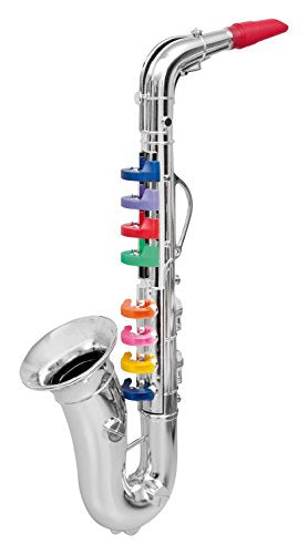 Click N' Play Saxophone with 8 Colored Keys, Metallic Silver