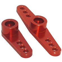 Load image into Gallery viewer, Aluminum 25T Servo Horn Double Single Steering Arm for 1/8 1/10 RC Vehicles Axial Traxxas HSP HPI Woltoys Servo, 2-Pack (Red)
