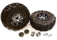 Integy RC Model Hop-ups C27040BLACK 2.2x1.75-in. High Mass Alloy Wheel, Tires & 14mm Offset Hubs for 1/10 Crawler