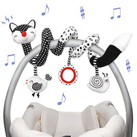 Euyecety Baby Spiral Plush Toys, Black White Stroller Toy Stretch & Spiral Activity Toy Car Seat Toys, Hanging Rattle Toys for Crib Mobile, Newborn Sensory Toy Best Gift for 0 3 6 9 12 Months Baby-Fox
