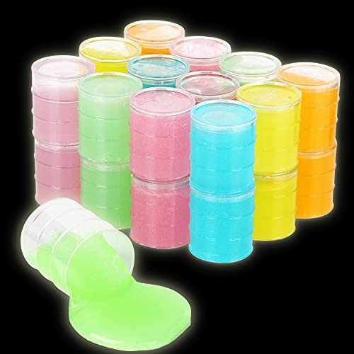 24 Pack Glow in The Dark Slime,Multi Colors Crystal Galaxy Slime - Green, Blue, Pink, Yellow, Purple and Orange Party Favors ,Birthday Gifts for Kids Girl and Boys