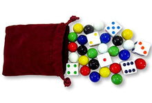 Load image into Gallery viewer, AmishToyBox.com Game Bag of 24 Replacement Glass Marbles (9/16&quot; Diameter) and 6 Dice for Aggravation Game
