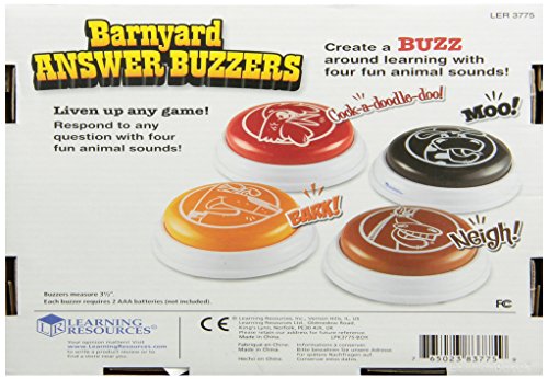 Learning Resources Plastic Answer Buzzers, 3-1/2, Assorted Colors, Pack Of  4 Buzzers