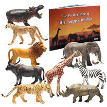 Load image into Gallery viewer, PREXTEX Realistic Safari Animal Figurines - 9 Large Plastic Figures - Jungle, Zoo, Forest, and Wild Animal Toys with Educational Animals Book | Great Gift for Birthday Party | Toddlers 1-3 Years Old
