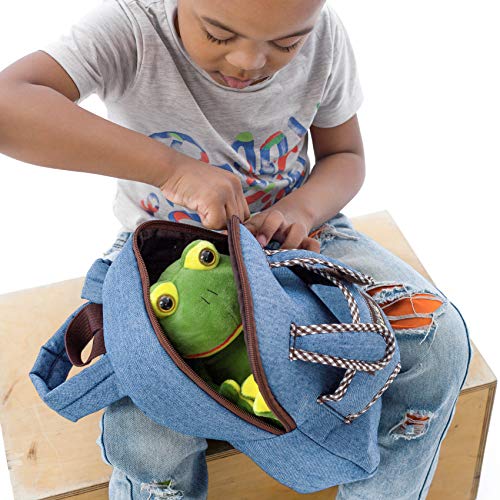 Plush Toddler Frog Backpack for Boys Girl - Tiny Soft Frogs Stuffed Animal Backpack Frog Plush - Kids Toys for 3 4 5 6 7 Year Old Boy Birthday Gift