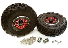 Load image into Gallery viewer, Integy RC Model Hop-ups C27039RED 2.2x1.5-in. High Mass Alloy Wheel, Tires &amp; 14mm Offset Hubs for 1/10 Crawler
