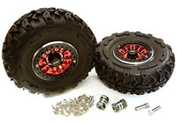 Integy RC Model Hop-ups C27039RED 2.2x1.5-in. High Mass Alloy Wheel, Tires & 14mm Offset Hubs for 1/10 Crawler
