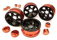 Load image into Gallery viewer, Integy RC Model Hop-ups C26877RED Billet Machined 6 Spoke Wheels w/ 6 Bolt S-Adapters for Most 1.9 Scale Crawler
