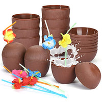 Hawaii Theme Plastic Cups With Lids and Straws: Luau Plastic Drink Cups  With Lids and Straws 