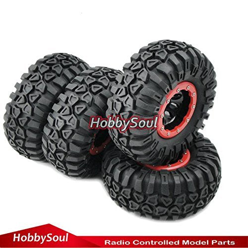 hobbysoul 4pcs New RC 2.2 Crawler Tires 130mm & 2.2 Beadlock Wheels for 1/10 RC Crawler