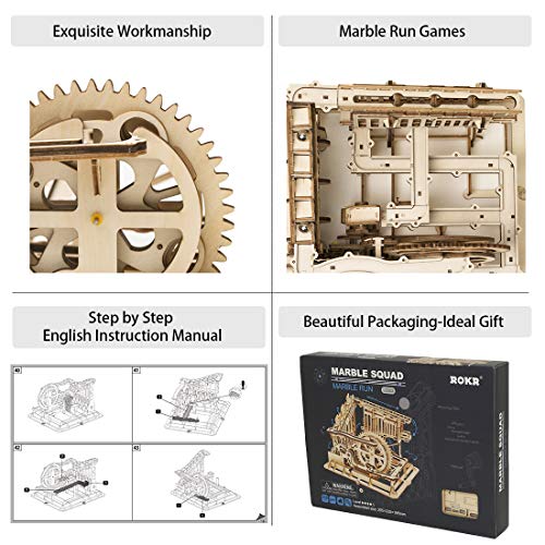 ROKR 3D Wooden Puzzle Mechanical Gears Set DIY Assembly Model Kits Wooden  Craft Kits Brain Teaser Games Building Set Best Christmas Birthday Gift for