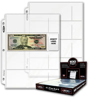 20 (Twenty Pages) - BCW Pro 4-Pocket Coupon Storage Pages (4 Horizontal Long 2 5/8 X 6 1/8 Top Loaded Slots)