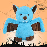 Tezituor Blue Stuffed Bat Plush Toy - 14 Inches Goth Halloween Stuffed Animals - Soft Furry Gifts for Kids