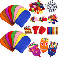 16 Pieces Hand Puppet Making Kit for Kids Felt Sock Puppet Art Craft with Creative Pompoms Googly Wiggle Eyes for Boys Girls Making Your Own Puppets Party Supplies