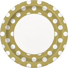 Load image into Gallery viewer, Unique Industries, Polka Dot Paper Plates, 8 Pieces - Gold
