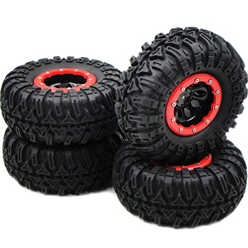 hobbysoul 4pcs New RC 2.2 Crawler Tires 2.2 Beadlock Wheels for 1/10 RC Crawler