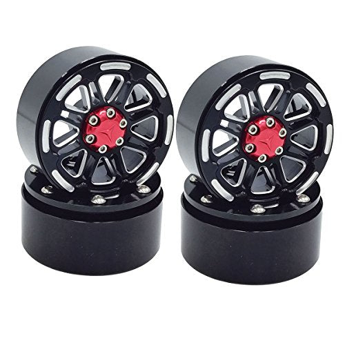 Boliduo 4Pcs Metal 1.9 Inch Beadlock Wheel Rim for 1:10 RC Crawler Axial SCX10 Tamiya CC01 RC4WD D90 D110 TF2 RC Car