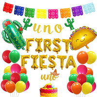 Mexican Themed Birthday Party Decorations Fiesta Party Supplies Taco Cactus  Foil Balloons Happy Birthday Banner Cake