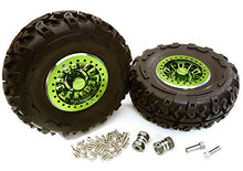Load image into Gallery viewer, Integy RC Model Hop-ups C27039GREEN 2.2x1.5-in. High Mass Alloy Wheel, Tires &amp; 14mm Offset Hubs for 1/10 Crawler
