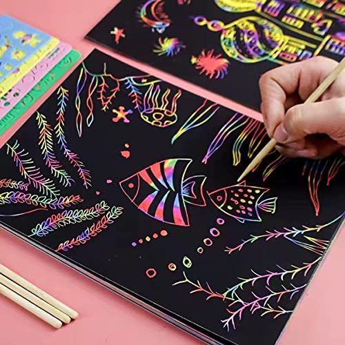 Gifts for 6-12 Year Old Girls, Rainbow Scratch Art for Kids Boys