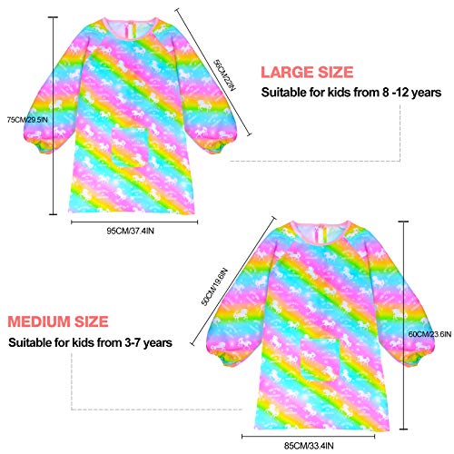 Kids Art Smock Unicorn Painting Artist Apron Waterproof Paint Smocks Girls  Boys Long Sleeve with Pocket for Child 8-12 Years 