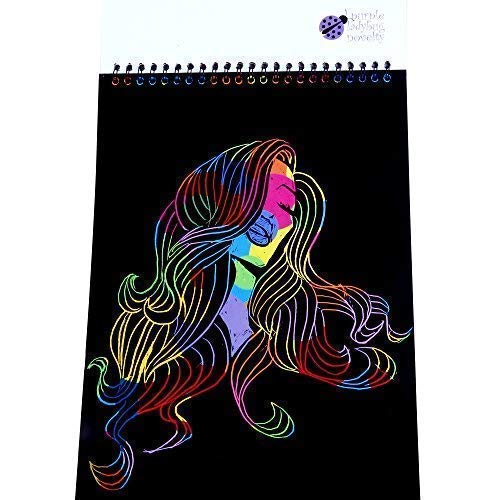 Purple Ladybug Rainbow Scratch Paper Art Kit for Kids – 20 Big