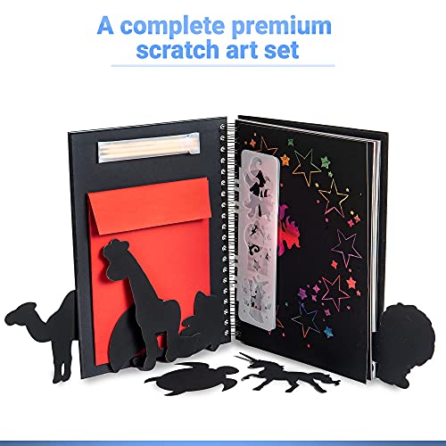 Scratch Art Book for Kids Set with Large Rainbow Scratch Paper +