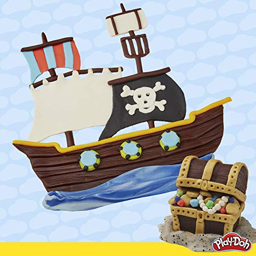 Play-Doh Pirate Theme 13-Pack of Non-Toxic Modeling Compound for Kids 3  Years and Up with 3 Cutter Shapes, Coin Mold, and Roller Tool (
