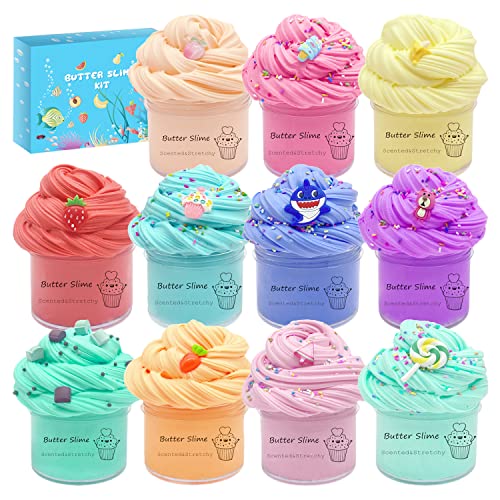 FJAZUFSA Butter Slime Kit 11pack for Party Favors, Educational Scented Sludge Toys,Super Soft,Non-Sticky, Very Suitable Birthday Gifts for Boys and Gir,Easter Filling Stuffers.