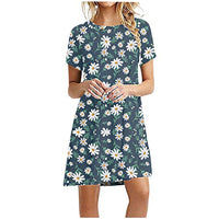 Women's Short Dress O-Neck midi Floral Print Sleeveless Knee-Length Dress