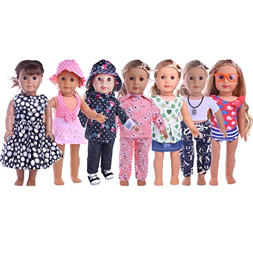 ZWSISU 18-Inch 7 Outfits Clothes for American 18inch Girl Doll Accessories Set