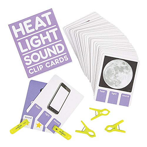Fun Express Heat Light Sound Clip Cards - 61 Pieces - Educational and Learning Activities for Kids