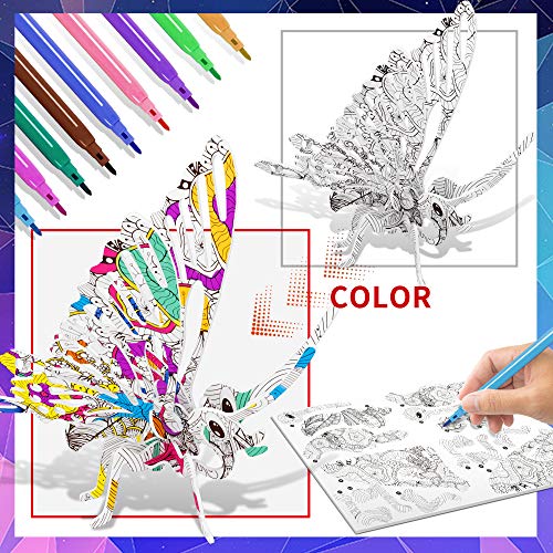 3D Coloring Puzzle Set Art Coloring Painting Puzzle for Kids Age 7